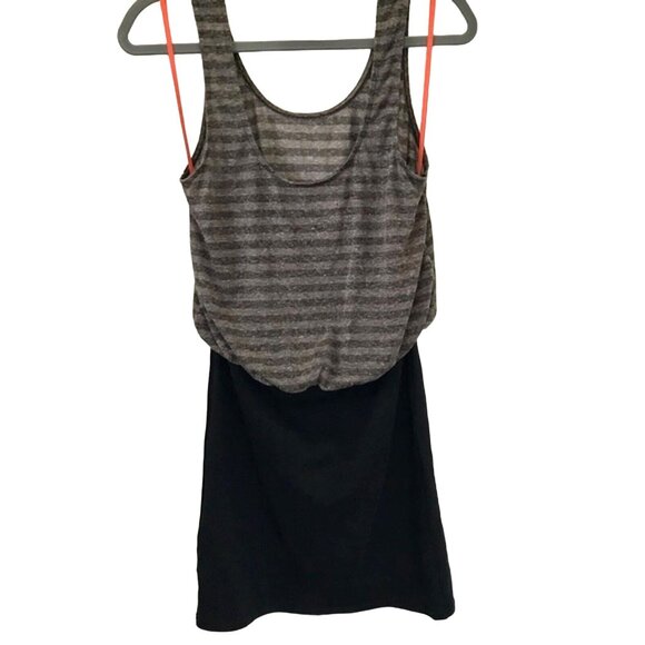 Free People Beach Scoop-Back Striped Sheer Blouson Tank Black Mini‎ Dress Size S - Picture 2 of 9